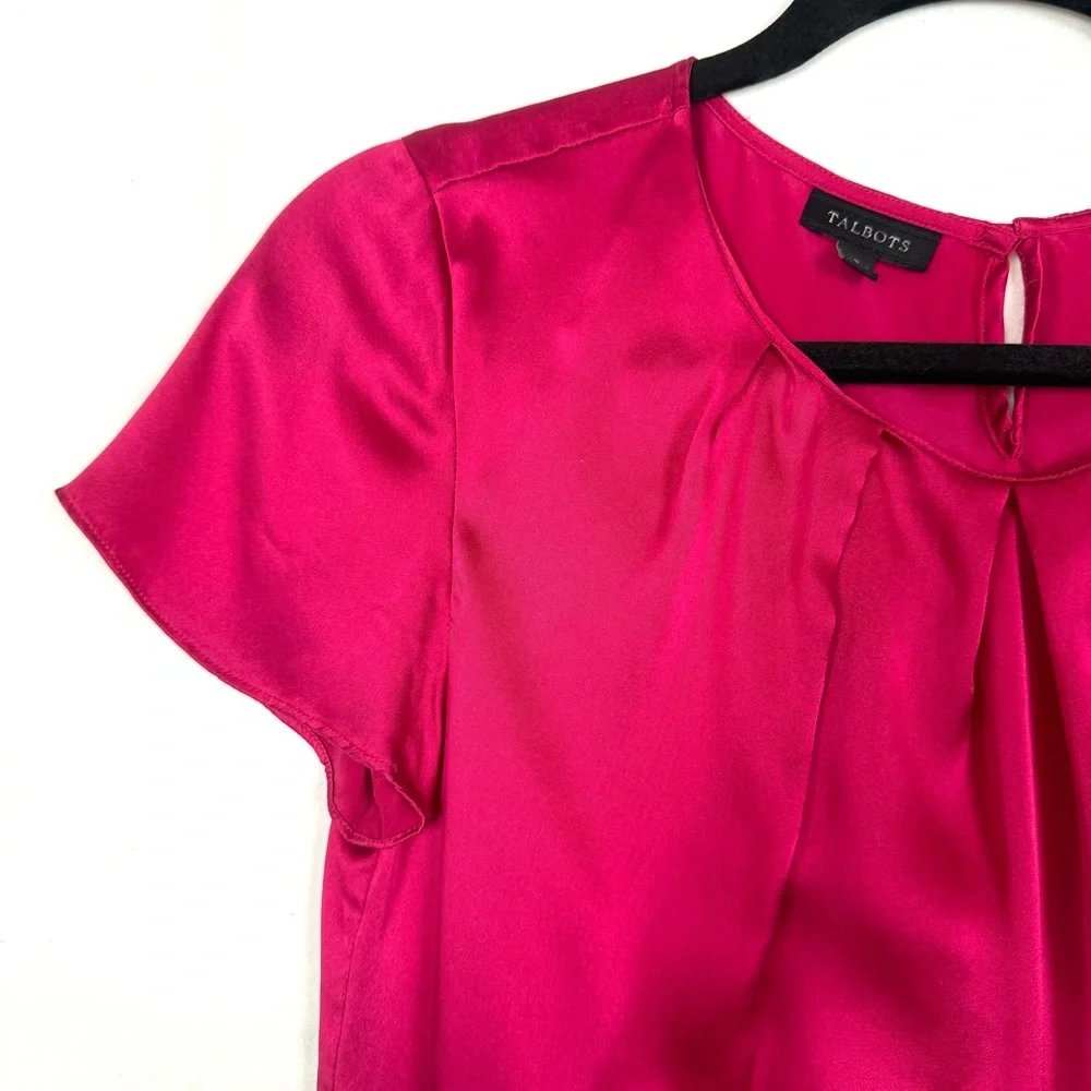 Talbots Flutter Sleeve 100% Silk Top Size 2 - Picture 4 of 11